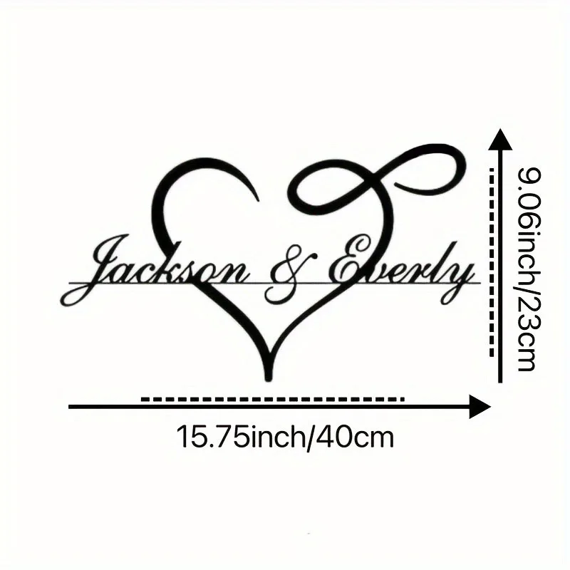 Custom Infinity Heart Metal Wall Art Personalized Heart Sign Decoration Removable No Power Required Perfect Home & Wedding Gift