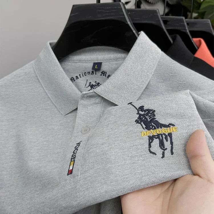 

Polo Shirt Men's Long Sleeve T-Shirt Solid Color Cotton Middle-aged Dad Spring and Autumn Clothes Autumn Clothes Body Tide