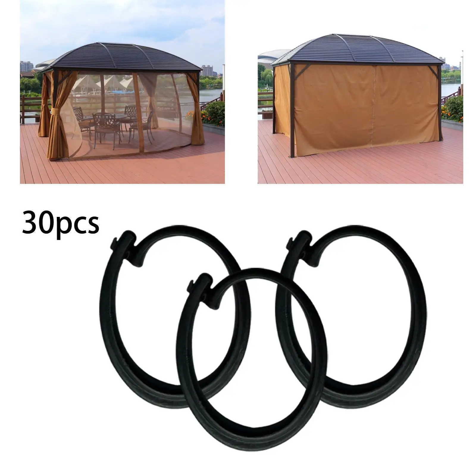 30Pcs Gazebo Curtain Hooks Universal Professional Easy to Install, Track Hooks for Yard, Garden, Canopy, Mesh Screen, Outdoor,