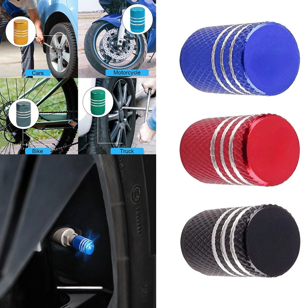 

Aluminum Alloy Tire Valve Stem Caps, 4 Pack Universal Car Wheel Tire Valve Caps, Universal Stem Covers for Cars Trucks Motorcycl