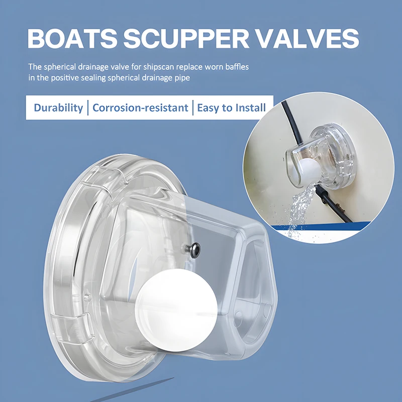 Marine Ball Drain Valve Corrosion-Resistant Polymer Material Boat Bilge Drain Plug Outflow Outlet Accessories for Yacht Drainage