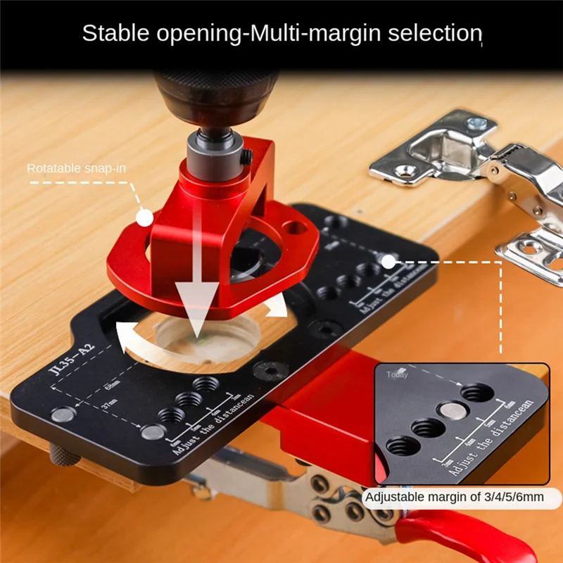 【Hot Selling】Woodworking 35MM Hinge Hole Opener Cabinet Door Aircraft Hinge Positioner Auxiliary Tool Hole Distance Adjustable