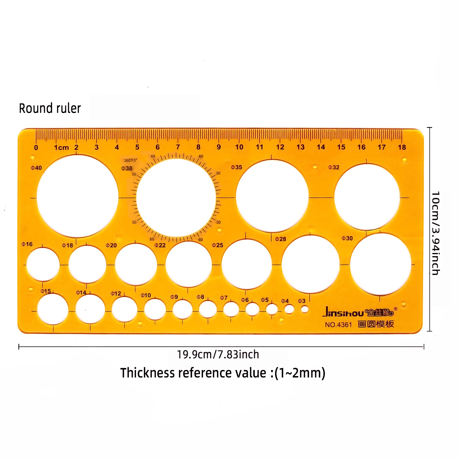 K Resin Circular Ruler Arc Elliptical Drafting Template Measuring Design Tool for Artists And Drafters
