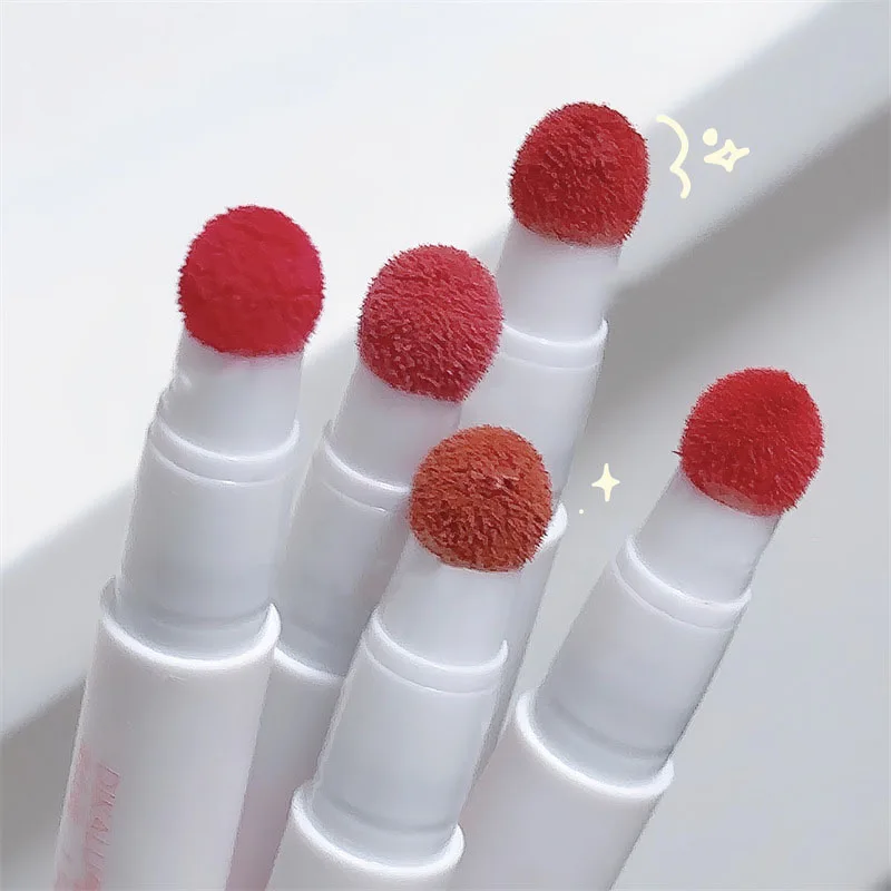 Matte Lip Mud Air Cushion Lips Cream Brick Red Lip Glaze Powder  Lipstick Pen Non-Stick Cup Female Lip Tint Korean Makeup