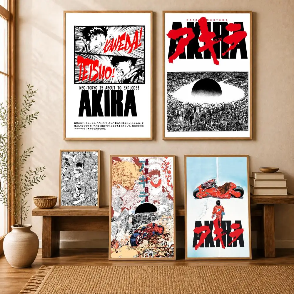 Anime A-Akira Poster Modern Art Wall Stickers HD Painting Self Adhesive Wall Decals for Bedroom Living Room Home Decor