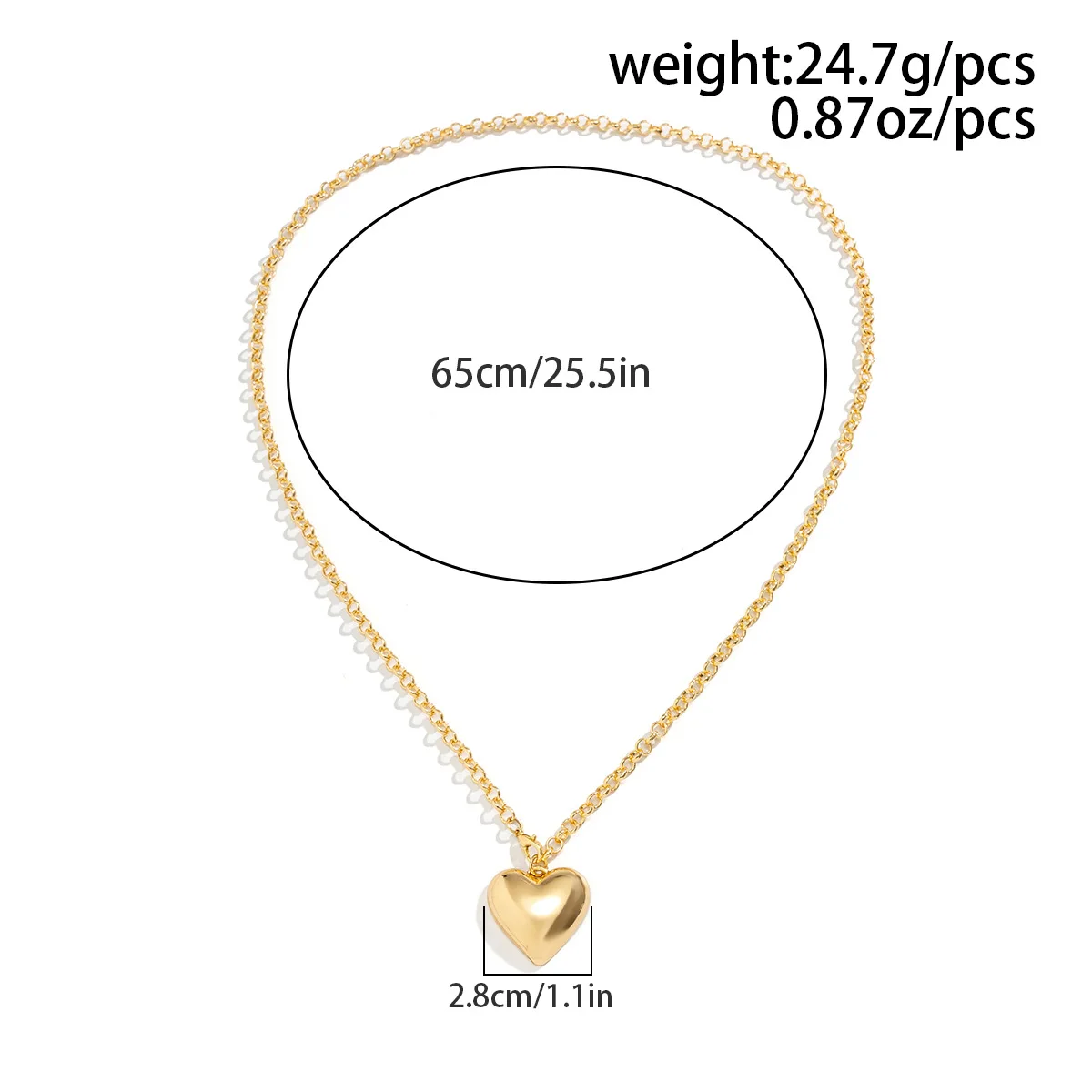 Vintage Big Peach Heart Pendant Adjustable Necklace Women\'s 2023 Simple Long Style Tassel Gold Metal Girl Fashion Jewelry