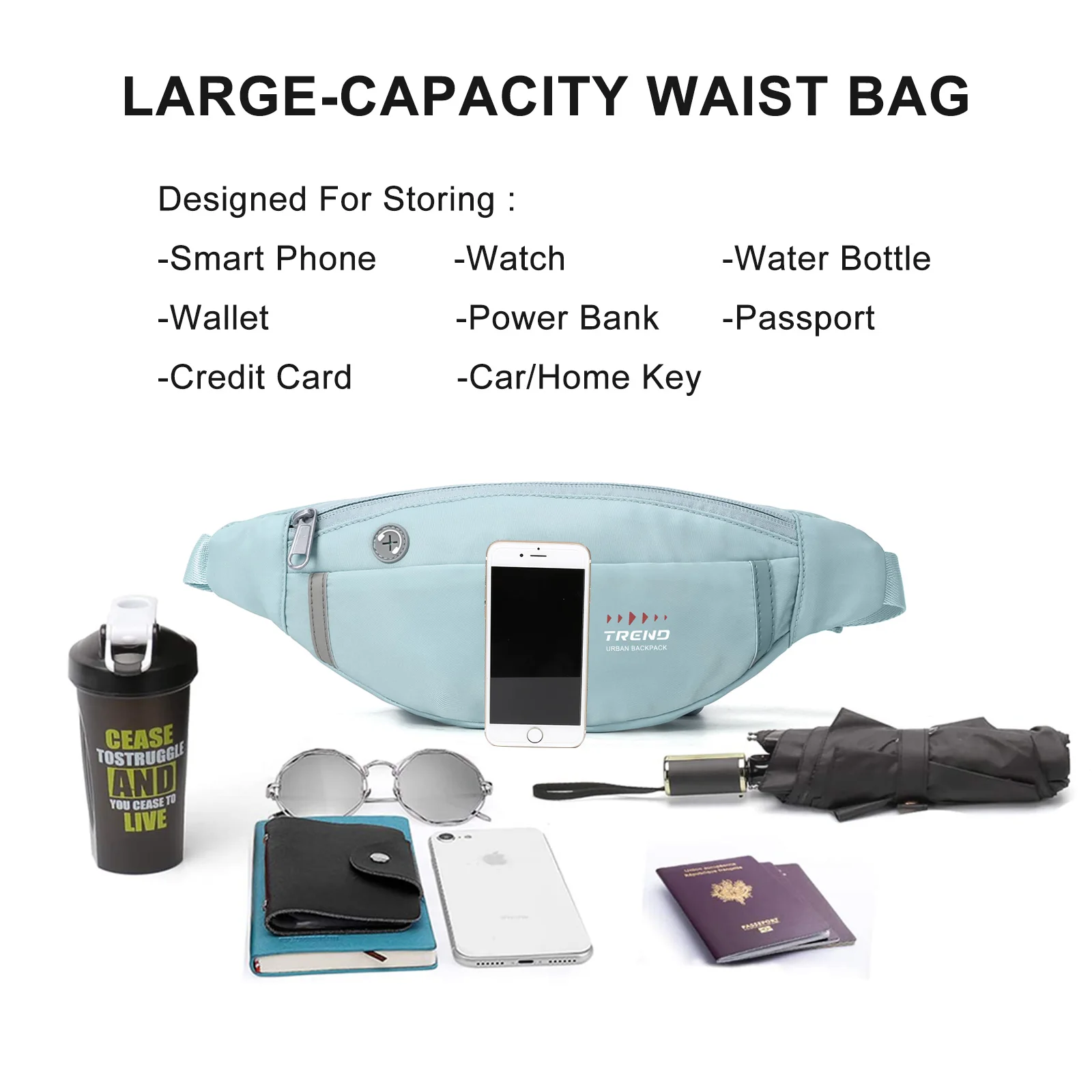 Water Resistant Waist Bag Zipper Pockets Chest Bag Travel Hiking Outdoor Sport Holiday Mobile Wallet Package，Running Waist Pack - view 4