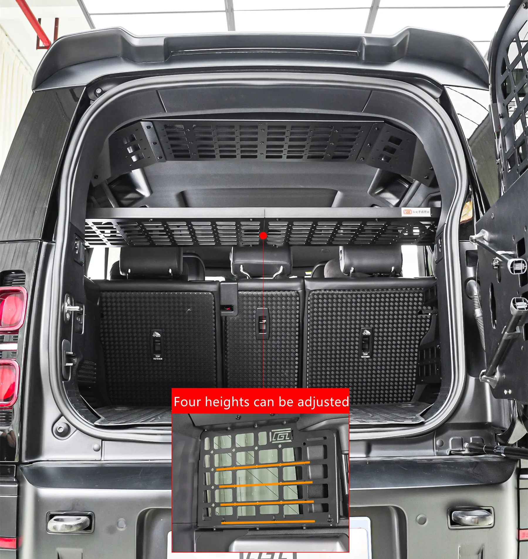 

Для Land Rover Defender 110 2020-2025: Модульные полки-органайзеры для багажника, панели Molle, системы хранения багажа