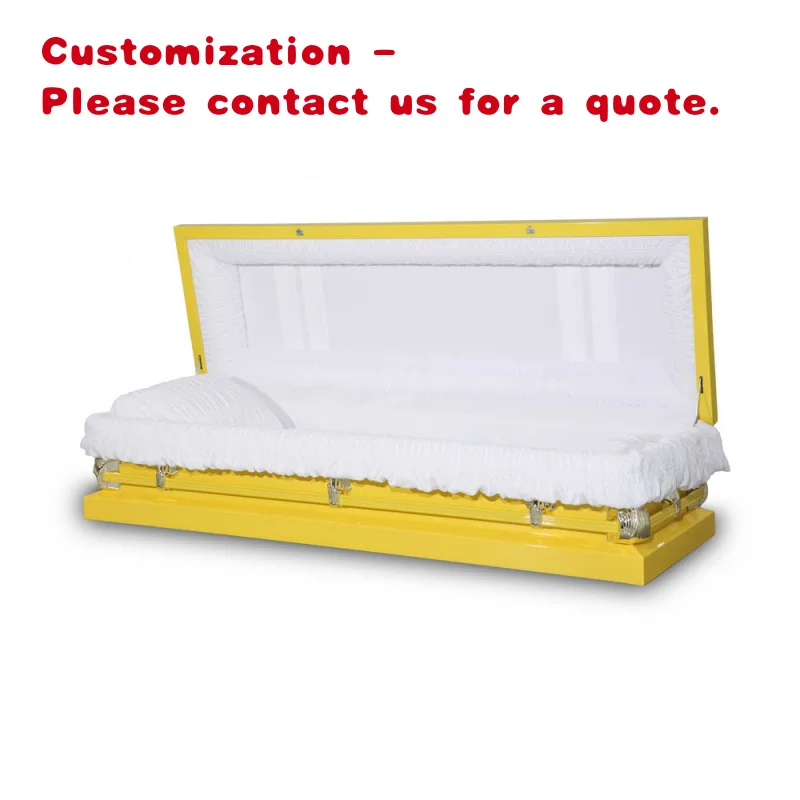 custom.Cheap Simple American Style Metal Caskets with Accessory and White Interior Funeral Use Made in China