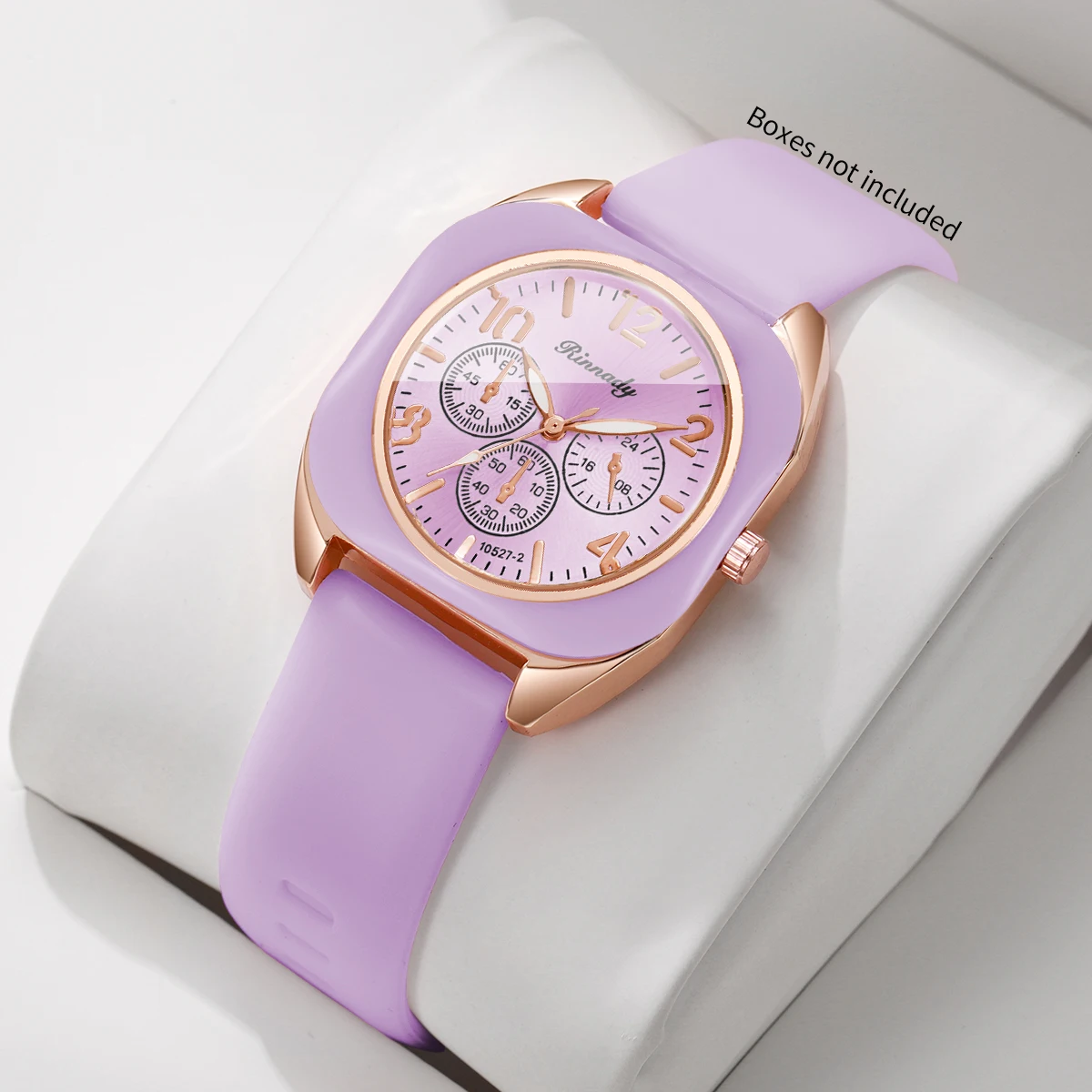 Fashion Women Square Quartz Watch Purple Silicone Strap Decorative Three Dials Sports Wristwatches Relogio Feminino（Without Box）
