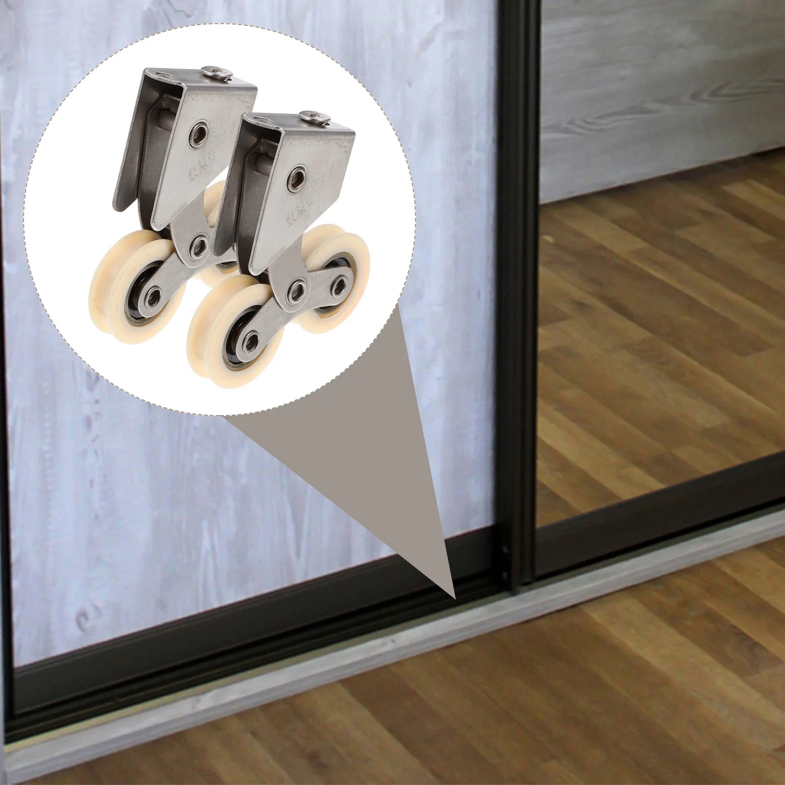 

2pcs Aluminum Alloy Sliding Door Roller Nylon Plastic Cabinet Wardrobe Wheels Smooth Gliding Replacement For Patio Closet