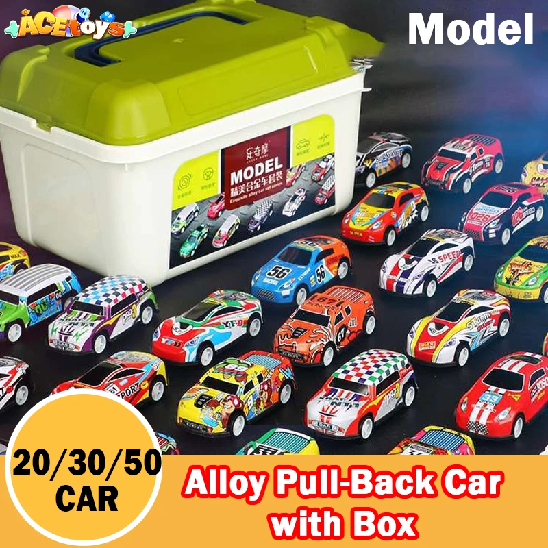 Diecast Alloy Car Toys Set Kids Inertia Vehicle Model Toys Pull Back Car Toys Educational Toys for Child with Storage Box Gifts