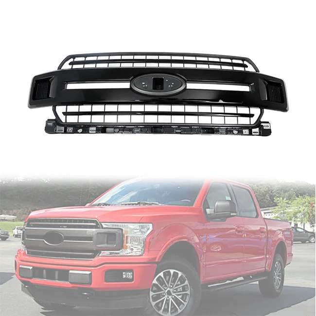 

LUMA Accessories Truck Parts Black ABS Plastic Car Bumper Grill XL XLT Replacement Fit for 2018-2020 Ford F150
