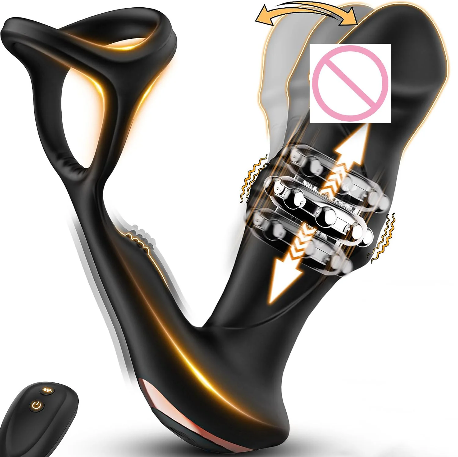 Anal Vibrator for Men Prostate Massager  Butt Plug with 9 Wiggling Sliding Thrusting Vibrating Modes Male Dildo Cock Ring  Sex T