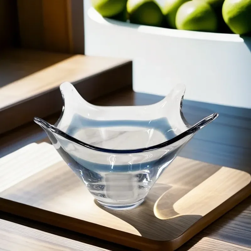 Modern Minimalist Glazed Ceramic Fruit Bowl for Living Room Coffee Table Decor Simple Primary Color Snack Plate Home Dining