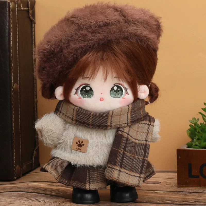 Only Clothes Suit For 10/20cm Cotton Doll Cute Autumn Winter British Style Doll Outfit Set Dress‑Up Accessories Surprise Gifts
