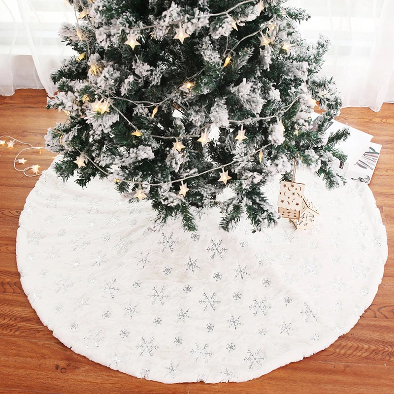 Alfombra de pie de árbol de Navidad, tapete de falda debajo del árbol, decoraciones navideñas para el hogar, copo de nieve, 78/90/122Cm, nuevo