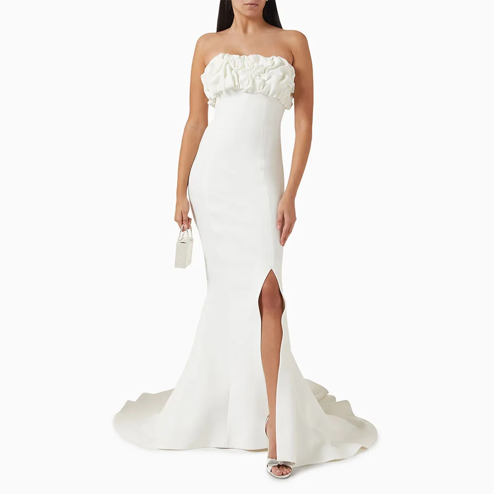 

Вечернее платье по индивидуальному заказу, платье русалки без рукавов с рюшами и без бретелек, современные платья для выпускного вечера, длинные элегантные вечерние платья 2026