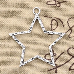 10pcs Charms Big Hollow Star 37x35mm Antique Silver Color Pendants DIY Crafts Making Findings Handmade Tibetan Jewelry