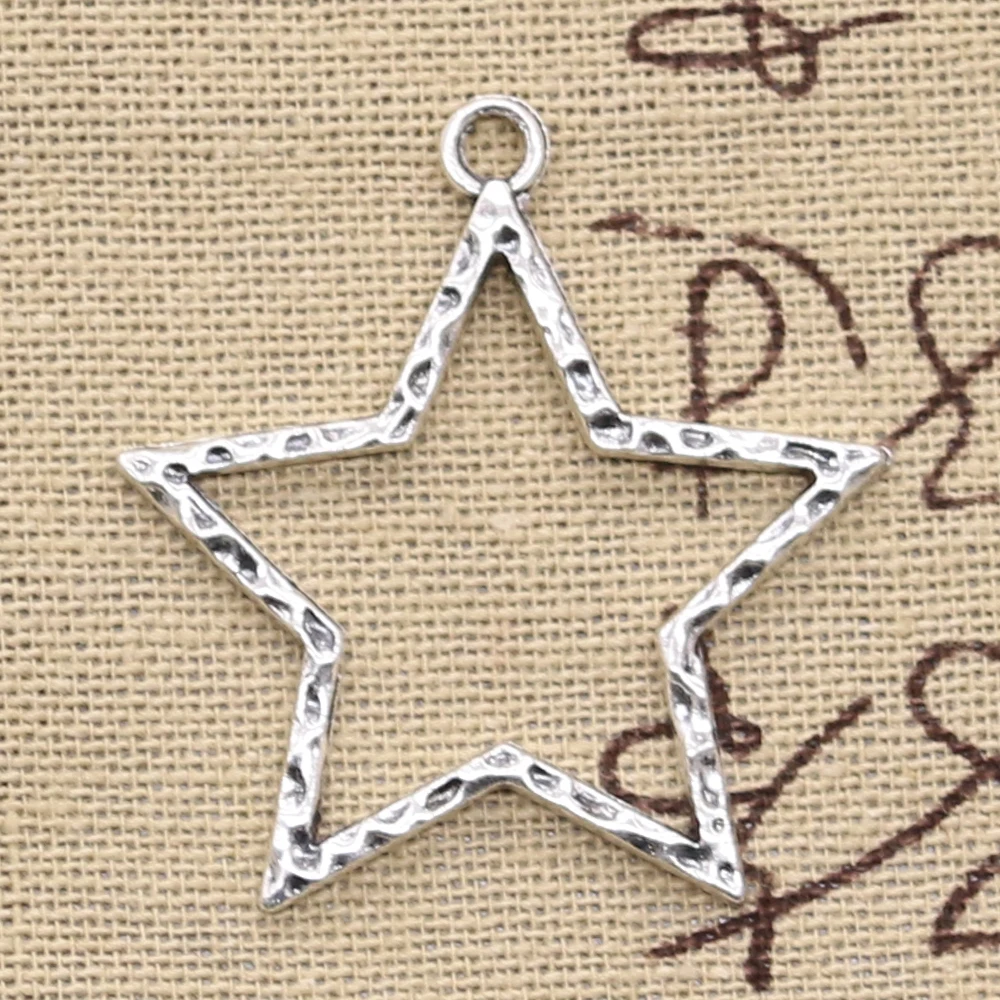 10 szt. Charms duże dziury gwiazda 37x35mm antyczny srebrny kolor wisiorki DIY rzemiosło wykonane ręcznie, tybetańska biżuteria