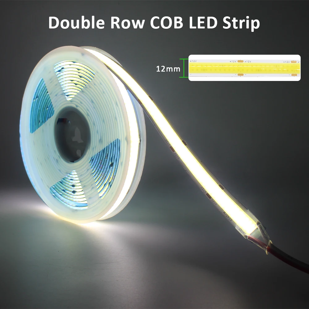 DC12V 24V COB LED Strip 5m 10m Double Row Super Bright Flexible Dimmable Led Lights RA90 Lamp Tape Lighting 3000K 4000K 6500K