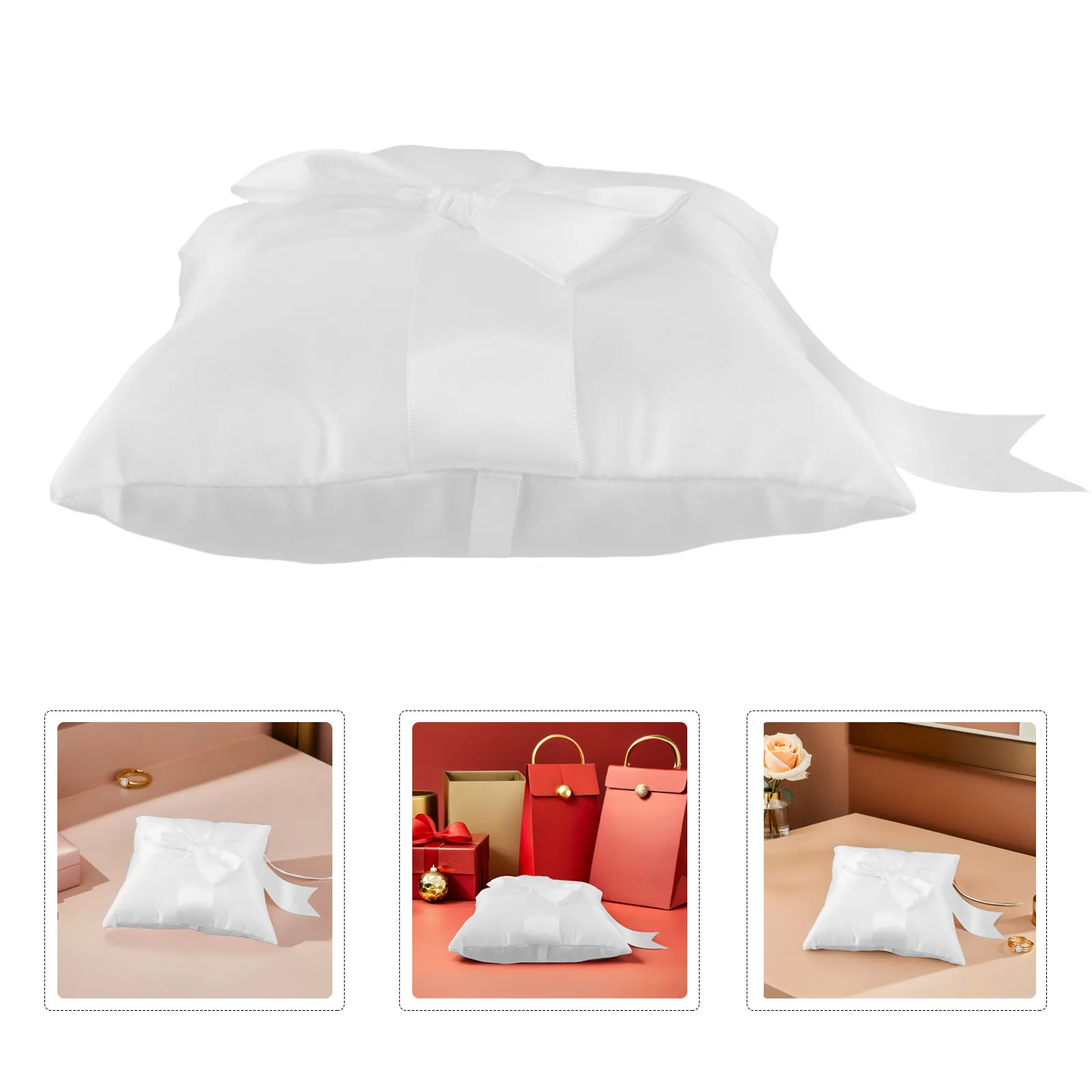 

European Wedding Ring Pillow Elegant Bowknot Design Secure Holder For Beach Indoor Ceremony Wedding Party Decor Accessory