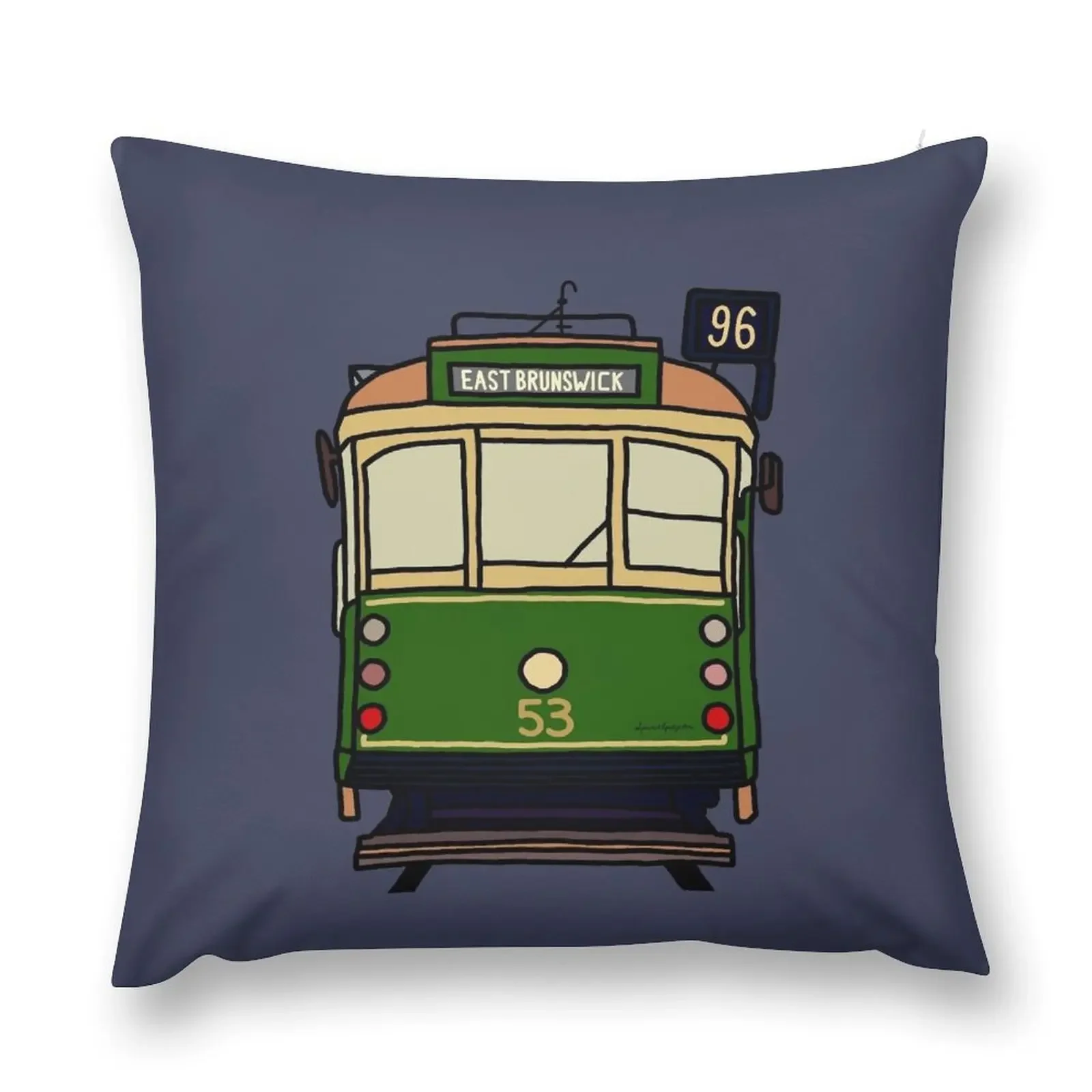 Melbourne Tram - No.96 to Brunswick East Throw Pillow Sofa Cushions Cover Christmas Pillow Cases pillow