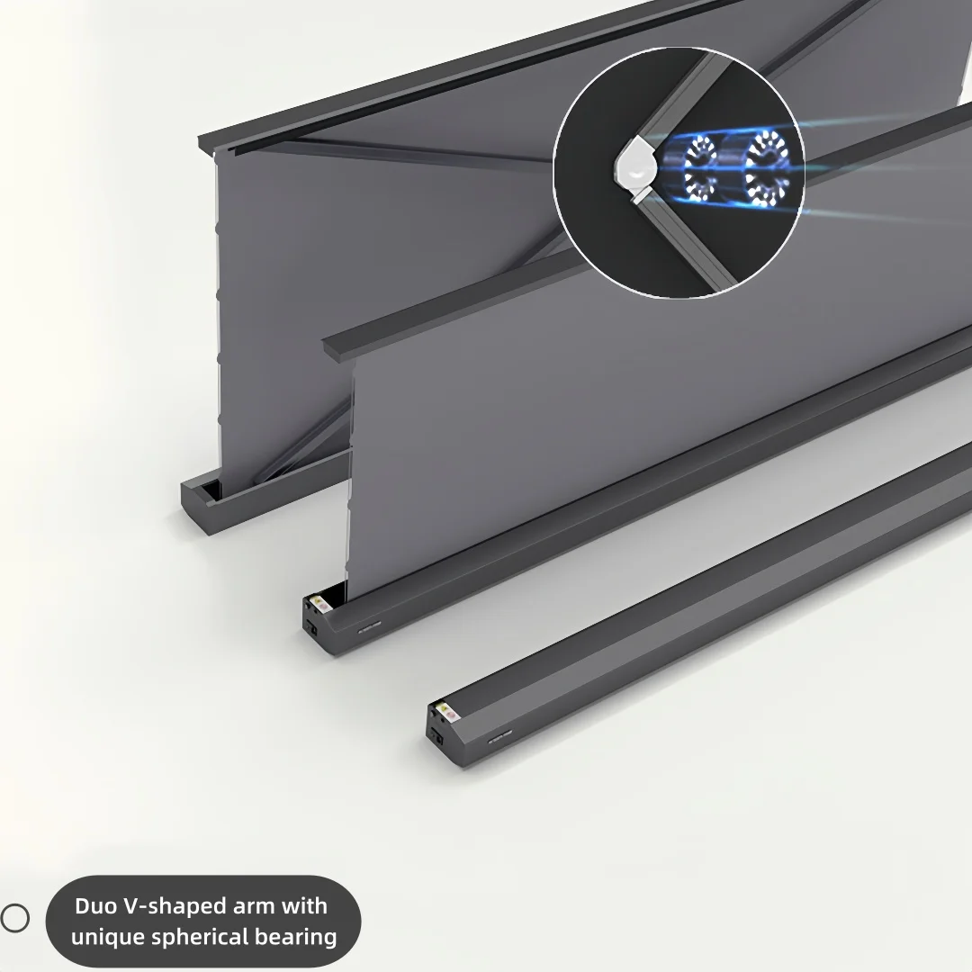 High-Gain Electric Floor Rising Projection Screen, Anti-Light Perforated Acoustic Material, Boost Brightness & Audio Clarity