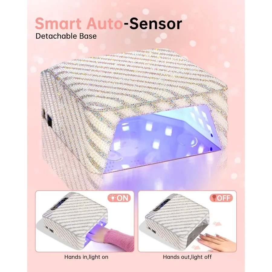 UV LED-nagellamp 96 W oplaadbare nageldroger Sparkly Gel Polish Light 4 timerinstellingen Professionele sneldrogende uithardingslamp met D