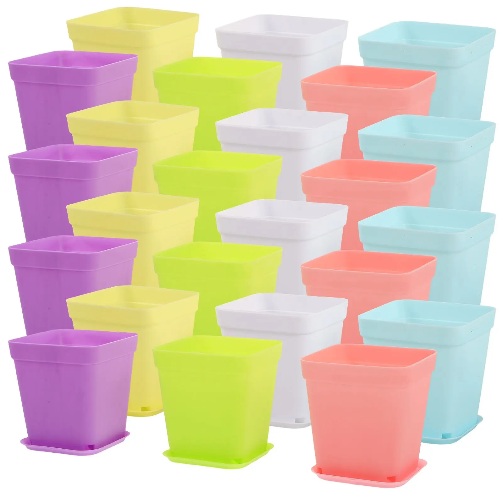 24 Pcs Candy Color Seedling Pots Rectangular Lightweight Space Saving Indoor Plants Flower Pot Gardening Tools Reusable Easy