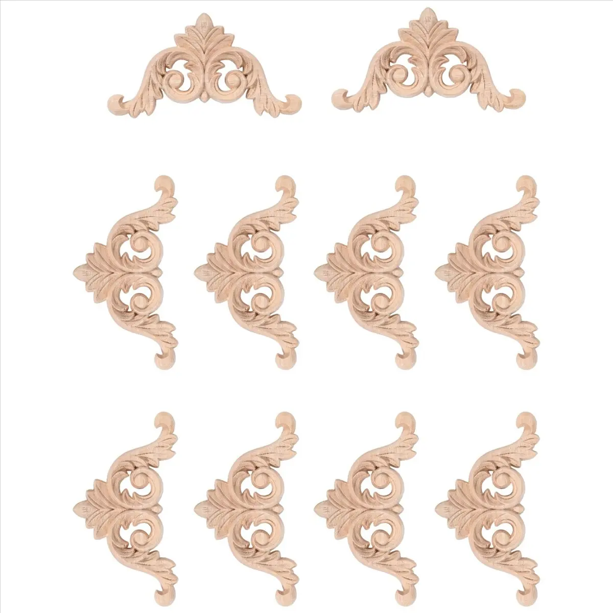 2026 New 10 Pcs Wood Carving Decal Wood Carved Mouldings Corner Applique Home Door Decor Wood Carving for Door Cabinet