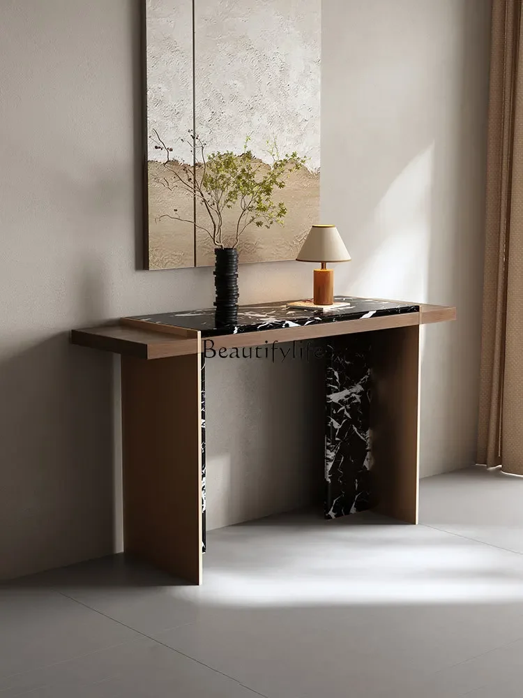 

03.Medieval Entrance Platform Light Luxury Italian Solid Wood Entrance Table Corridor Decoration Strip Case