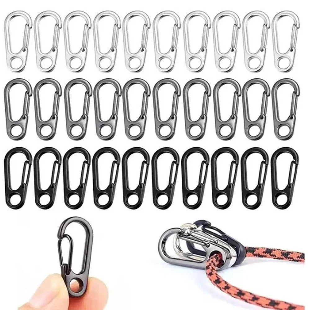 10pcs Mini Carabiner Set Outdoor Camping Paracord Rope Clip Knapsack Hanging Buckle Kirsite DIY Keychain Handmade Accessory