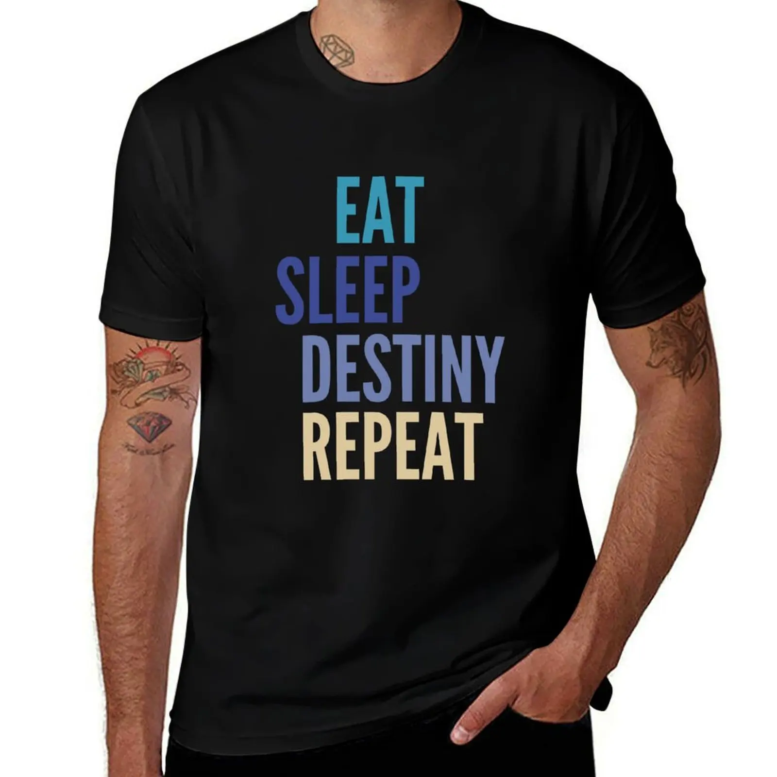 T-shirt Eat Sleep Destiny Repeat, grande taille, col rond