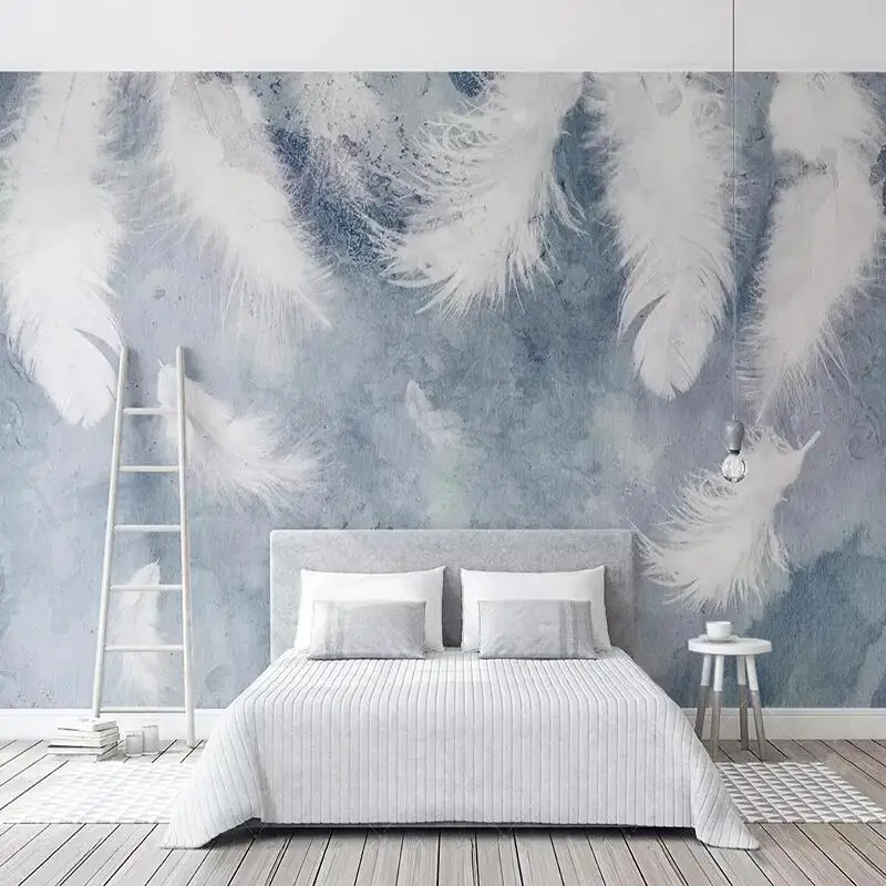 

Custom Photo Wallpaper Modern 3D Chinese Ink Hand-painted Feathers Murals Wall Papers Living Room Bedroom Papel De Parede Decor