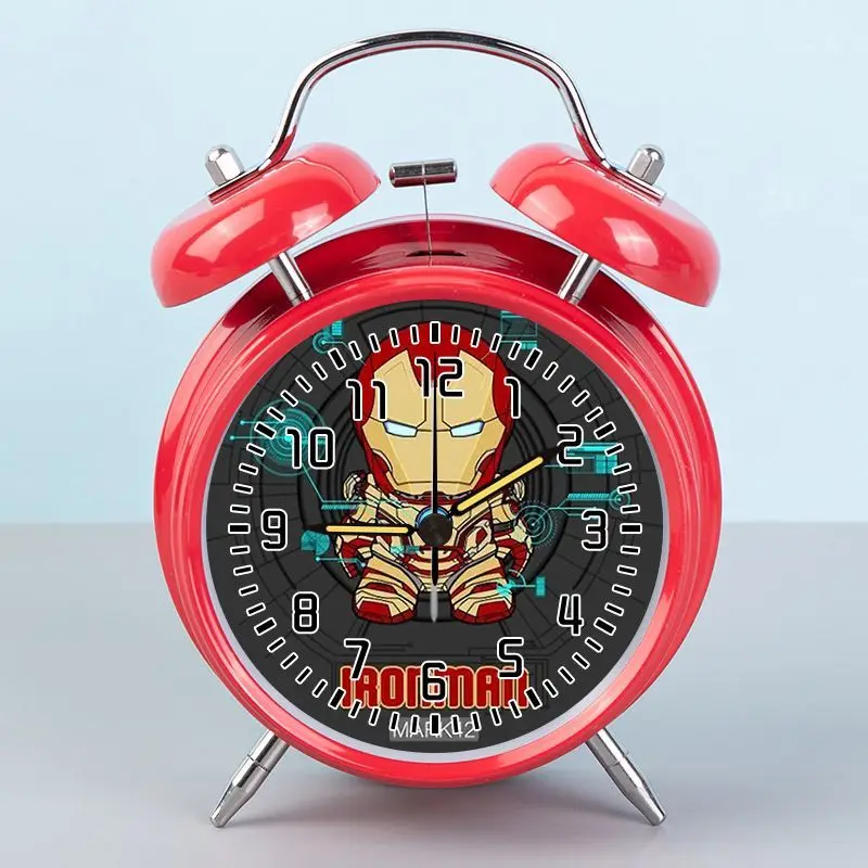Homem de ferro dos desenhos animados anime legal kawaii bonito e requintado periféricos estudante de alto valor sino cabeceira despertador presente aniversário