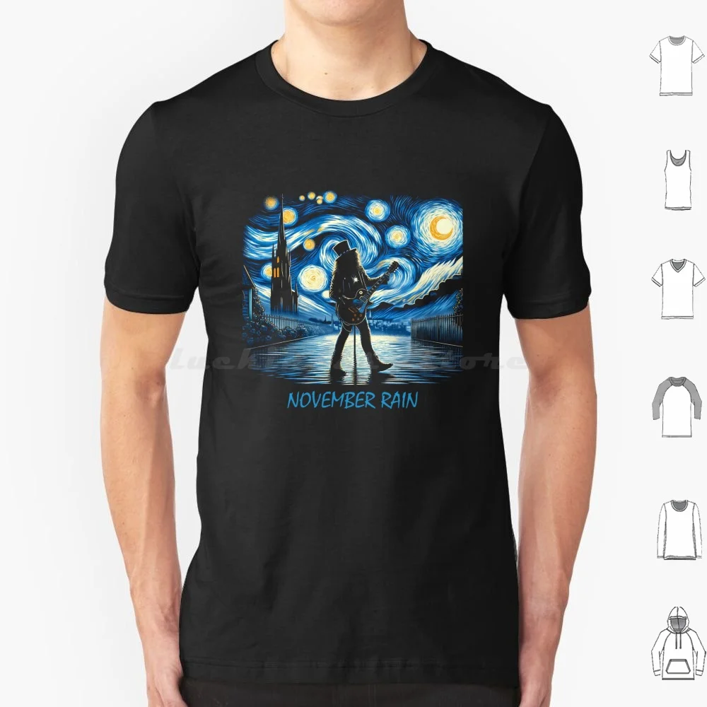 November Rain Starry Night-Slash Guns N Roses T Shirt Men Women Kids 6xl Guns N Roses Music Band Starry Night Van Gogh Rain