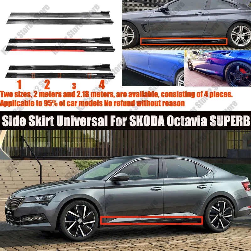

FOR SKODA Octavia SUPERB 2M Car Side Skirt Extension Plate Lip Separator Bumper 2.18M Racing Side Spoiler Universal Car Side