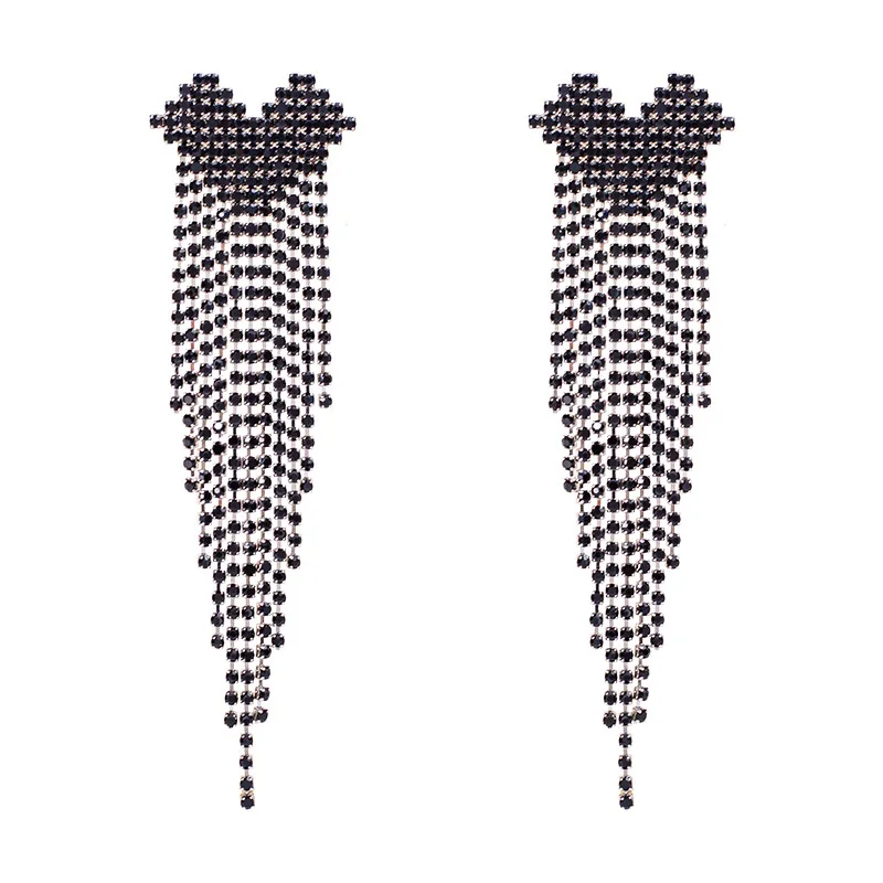 Fashion super flash love long multi-layer fringed rhinestone temperament versatile earrings original factory wholesale