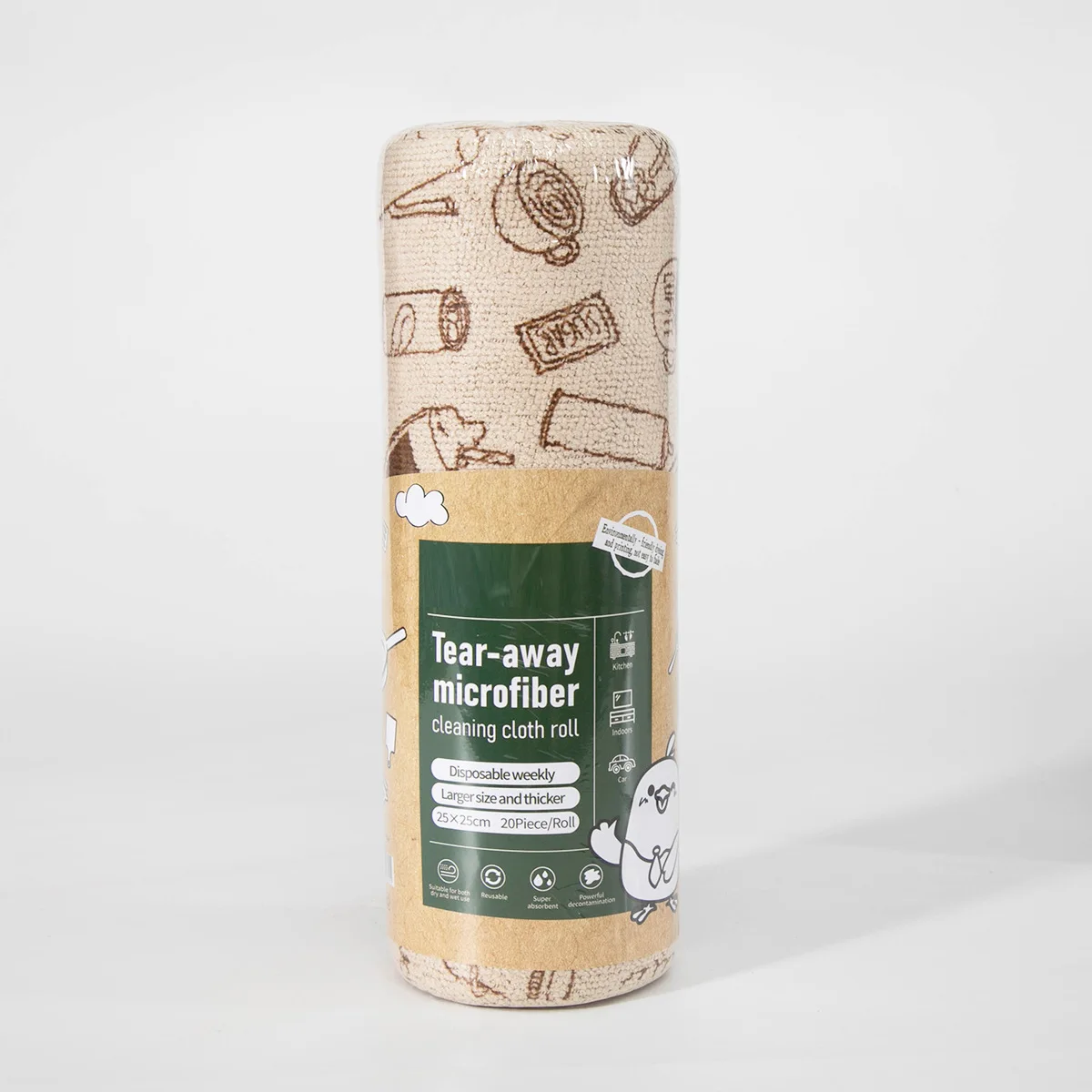 10A Antibacterial Microfiber Printed Tearable Lazy Cleaning Cloth Roll Weekly Use Kitchen Dish Towel Wet Dry Dual Use