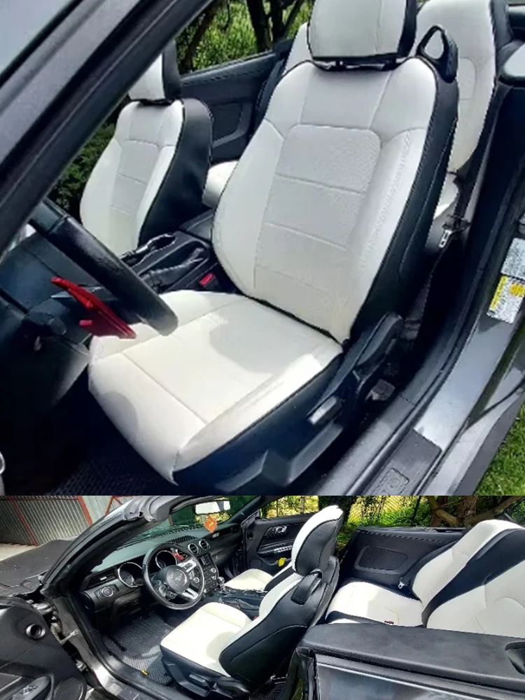 Custom Fit for 2015-2024 Mustang Car Seat Covers Full Set Covered Premium Synthetic for Ford Mustang Coupe Convertible 4 Seats