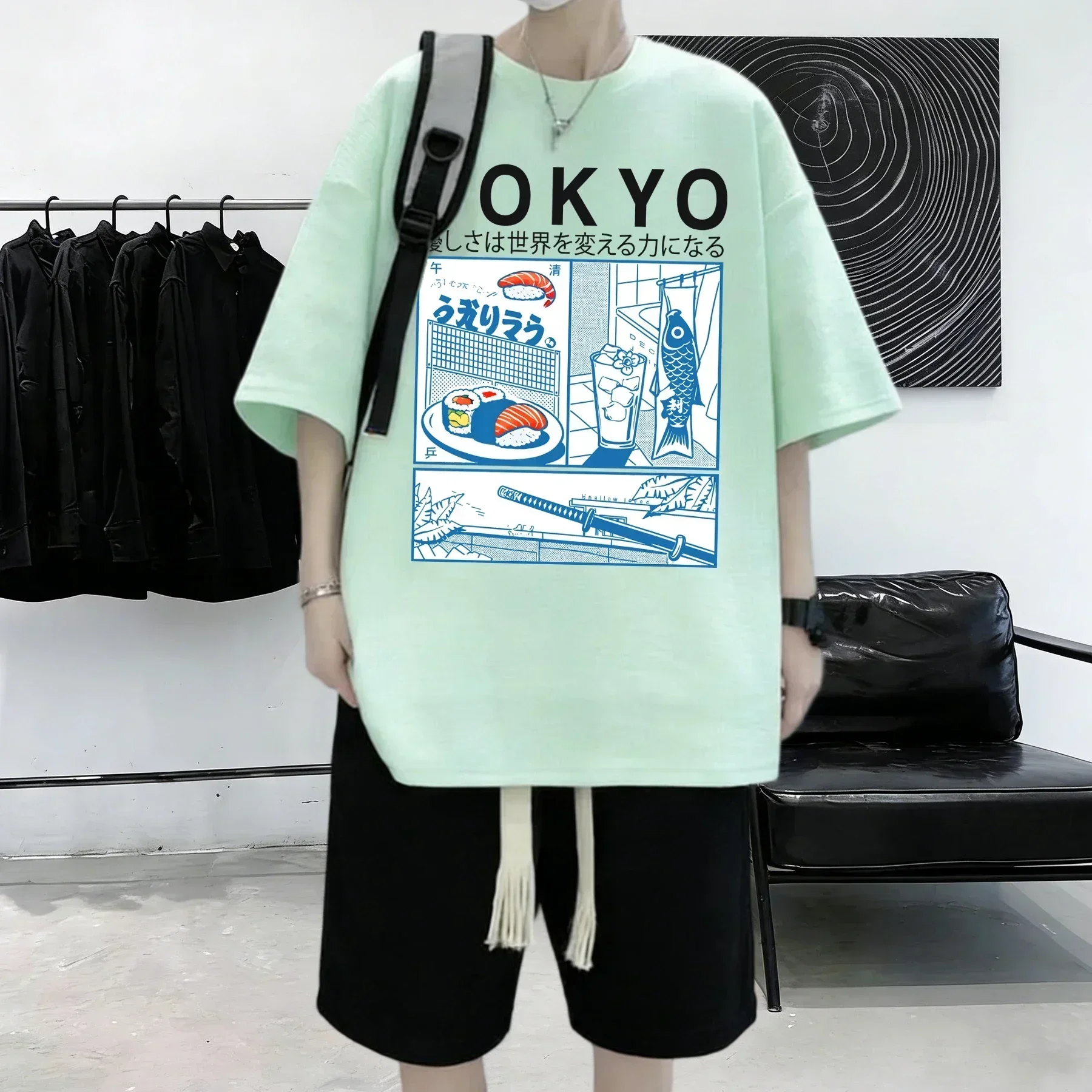 Sushi In Tokyo Is Very Fresh Prints Men Summer Cotton T-Shirt Daily Soft All-Match Streetwear Office Breathable Short Sleeve