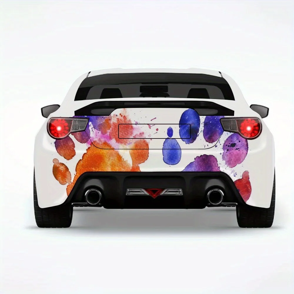 

Watercolor Paw Print Car StickerVinyl Decal for Car Rear, Waterproof Self-Adhesive Vinyl Stickers for Vehicle Tail & Bumper, Dec
