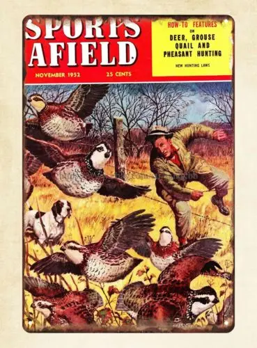 home garden wall decor sports Afield 1952 hunting metal tin sign