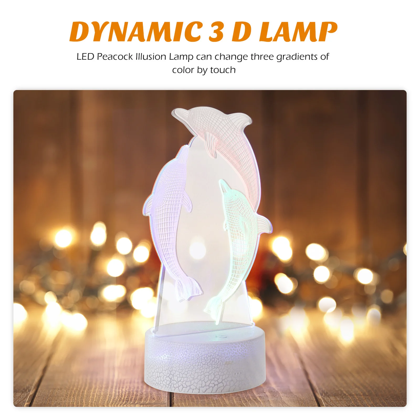 โคมไฟรูปปลาโลมา 3 มิติ สัมผัสเปลี่ยนสี ไฟ LED สร้างภาพลวงตา ตกแต่งข้างเตียง โคมไฟกลางคืน 3 มิติ สัมผัสเปิด-ปิด
