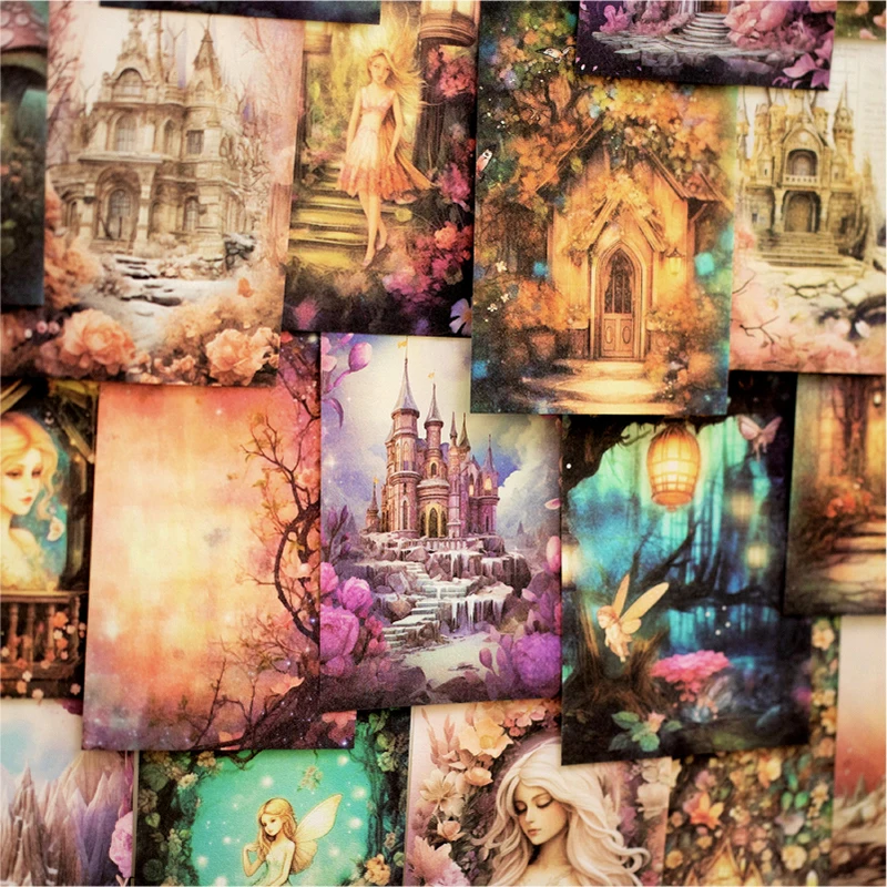 Yoofun 40pcs/lot Creative Flower Castle Collage Materials Paper for Scrapbooking Planner Craft Making DIY Papers Stationery