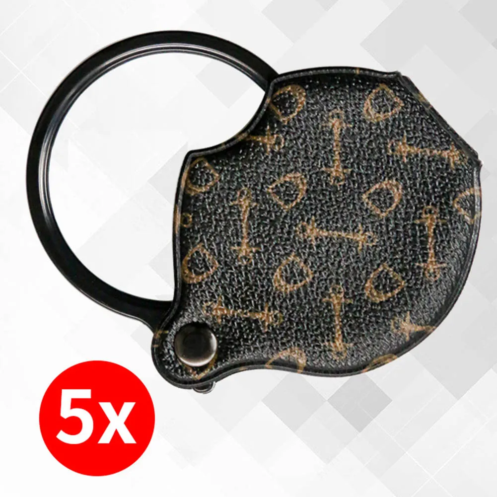 Small Pocket 5X/10X Magnifier Glass Mini Foldable Keychain Magnifying Lenses Portable Magnifier Reading Jewelry Inspection Loupe