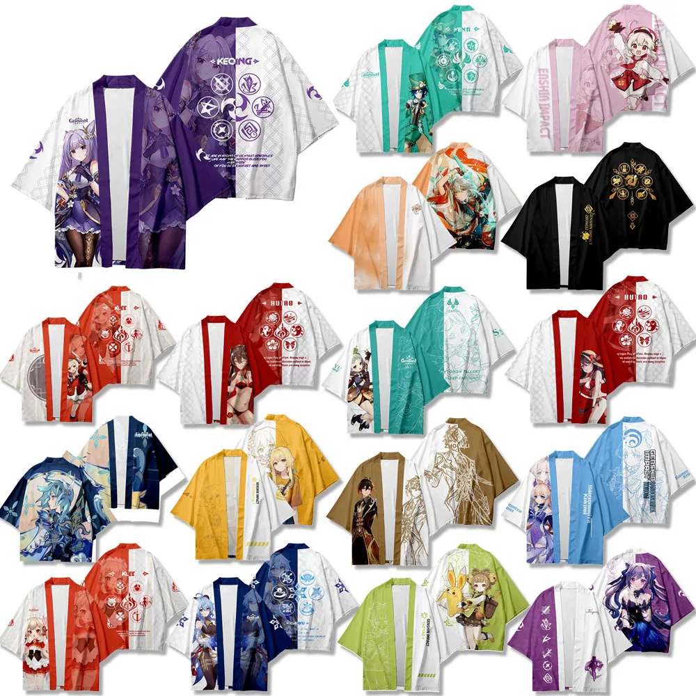 

Summer New Products Yuanshen Kimono Cape Walnut Manye Zhongli Wendy Three-quarter Sleeve Casual Feather Weave