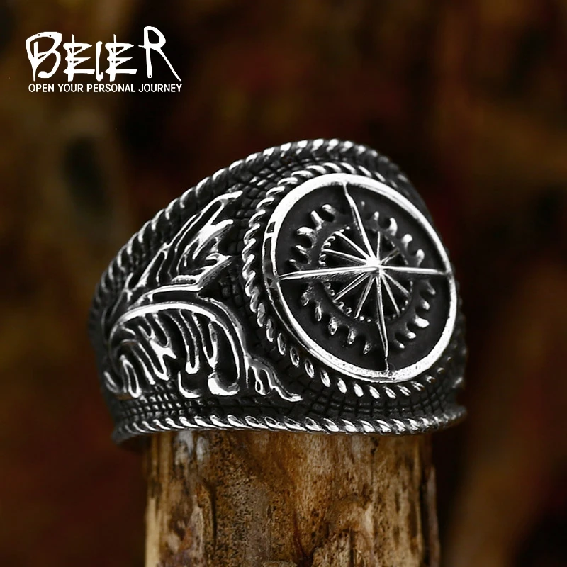 BEIER 2023 New Design 316L Stainless Steel Viking Anchor Ring Trendy Men\'s Ring High Quality Factory Wholesale Jewelry