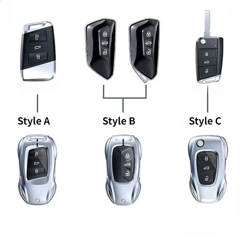 For Volkswagen Magotan Passat B8 Zinc Alloy Silver Car Key Protection Shell Smart Remote Key Cover interior Car Accessories